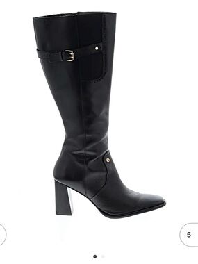Cuadra Black Knee-High Block Heel Boots